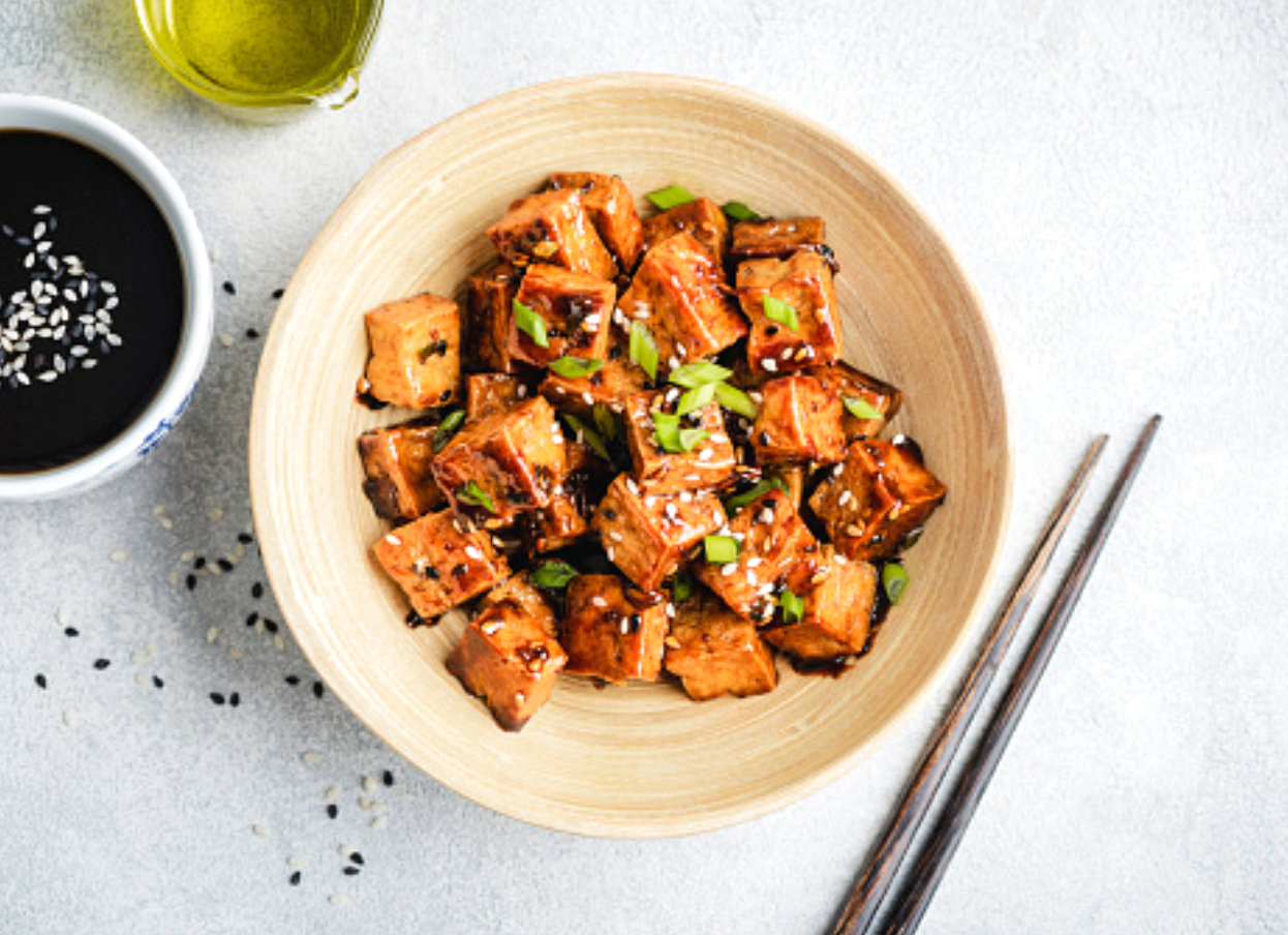 Teriyaki Tofu & Grilled Scallions